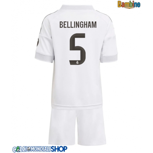 Maglie da calcio Real Madrid Jude Bellingham #5 Prima Maglia Bambino 2025-26 Manica Corta + Pantaloni corti)